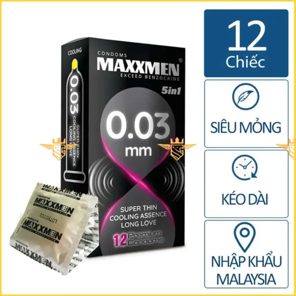 Bao Cao Su Love Kiss Maxman 5in1 siêu mỏng 0.03mm