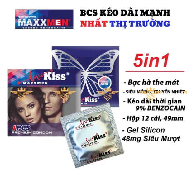 BCS Love Kiss Maxman 5in1 siêu mỏng 0.03mm, hộp 1 cái