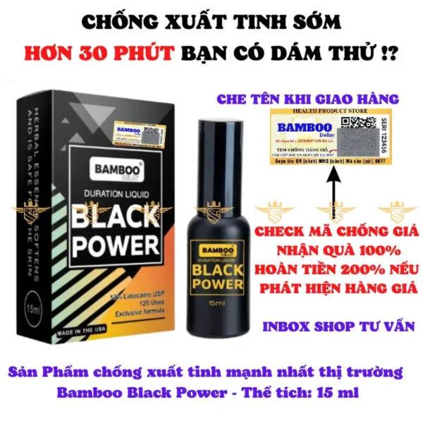 Chai xịt Mỹ Bamboo Delay Black Power Chai 15ml - Hình ảnh 8